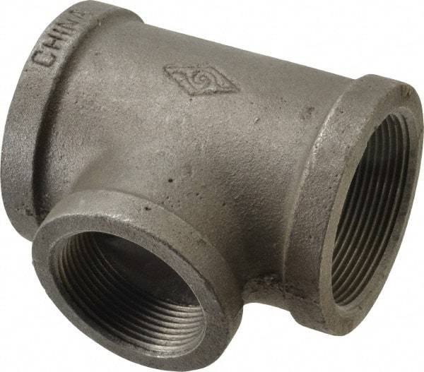 B&K Mueller - Size 2 x 1-1/2", Class 150, Malleable Iron Black Pipe Reducing Tee - 150 psi, Threaded End Connection - USA Tool & Supply