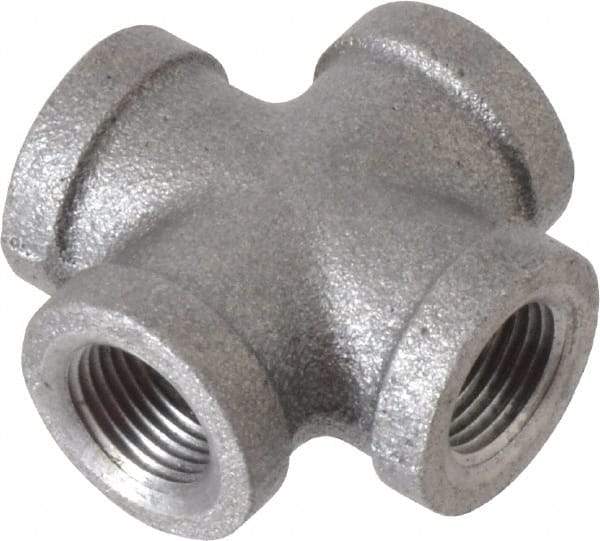 B&K Mueller - Size 3/8", Class 150, Malleable Iron Black Pipe Cross - 150 psi, Threaded End Connection - USA Tool & Supply