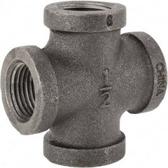 B&K Mueller - Size 1/2", Class 150, Malleable Iron Black Pipe Cross - 150 psi, Threaded End Connection - USA Tool & Supply