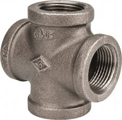 B&K Mueller - Size 1", Class 150, Malleable Iron Black Pipe Cross - 150 psi, Threaded End Connection - USA Tool & Supply