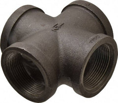 B&K Mueller - Size 1-1/2", Class 150, Malleable Iron Black Pipe Cross - 150 psi, Threaded End Connection - USA Tool & Supply