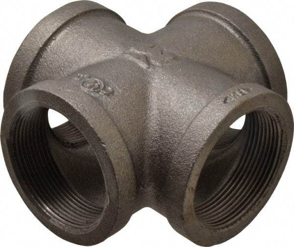 B&K Mueller - Size 2", Class 150, Malleable Iron Black Pipe Cross - 150 psi, Threaded End Connection - USA Tool & Supply