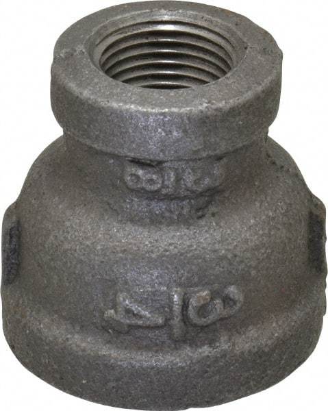 B&K Mueller - Size 3/4 x 3/8", Class 150, Malleable Iron Black Pipe Reducing Coupling - 150 psi, Threaded End Connection - USA Tool & Supply