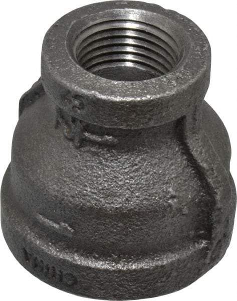 B&K Mueller - Size 1 x 1/2", Class 150, Malleable Iron Black Pipe Reducing Coupling - 150 psi, Threaded End Connection - USA Tool & Supply