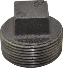 B&K Mueller - Size 1-1/4", Class 150, Malleable Iron Black Pipe Square Plug - 150 psi, Threaded End Connection - USA Tool & Supply