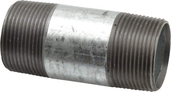 B&K Mueller - Schedule 40, 1-1/4 x 3-1/2" Galvanized Pipe Nipple - Threaded Steel - USA Tool & Supply