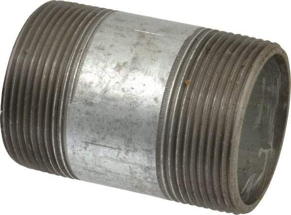 B&K Mueller - Schedule 40, 2-1/2 x 4" Galvanized Pipe Nipple - Threaded Steel - USA Tool & Supply