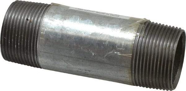 B&K Mueller - Schedule 40, 1-1/4 x 4-1/2" Galvanized Pipe Nipple - Threaded Steel - USA Tool & Supply