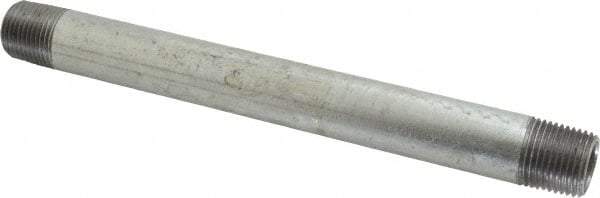 B&K Mueller - Schedule 40, 1/2 x 8" Galvanized Pipe Nipple - Threaded Steel - USA Tool & Supply