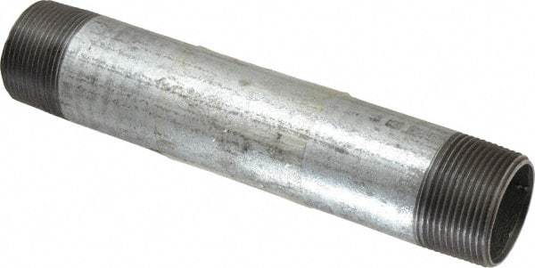 B&K Mueller - Schedule 40, 1-1/4 x 8" Galvanized Pipe Nipple - Threaded Steel - USA Tool & Supply