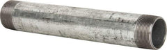 B&K Mueller - Schedule 40, 1-1/2 x 11" Galvanized Pipe Nipple - Threaded Steel - USA Tool & Supply