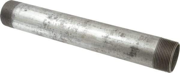 B&K Mueller - Schedule 40, 1-1/2 x 12" Galvanized Pipe Nipple - Threaded Steel - USA Tool & Supply