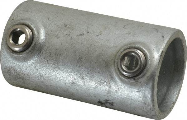 PRO-SAFE - 1-1/4" Pipe, Malleable Iron Straight Coupling Pipe Rail Fitting - Galvanized Finish - USA Tool & Supply