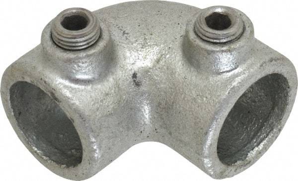 PRO-SAFE - 3/4" Pipe, 90° Elbow, Malleable Iron Elbow Pipe Rail Fitting - Galvanized Finish - USA Tool & Supply