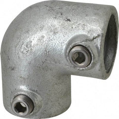 PRO-SAFE - 1-1/4" Pipe, 90° Elbow, Malleable Iron Elbow Pipe Rail Fitting - Galvanized Finish - USA Tool & Supply