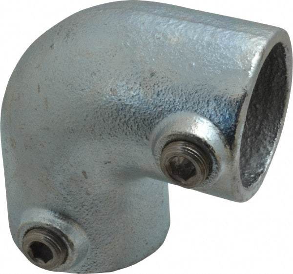 PRO-SAFE - 1-1/2" Pipe, 90° Elbow, Malleable Iron Elbow Pipe Rail Fitting - Galvanized Finish - USA Tool & Supply