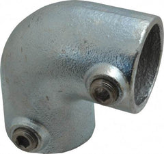 PRO-SAFE - 1-1/2" Pipe, 90° Elbow, Malleable Iron Elbow Pipe Rail Fitting - Galvanized Finish - USA Tool & Supply