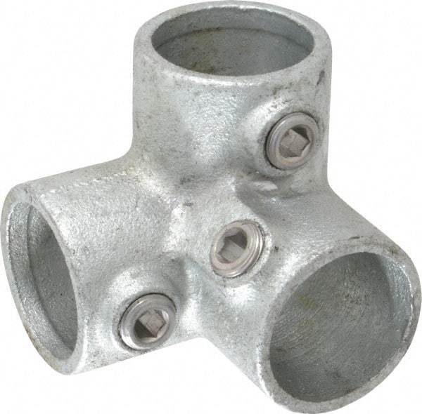 PRO-SAFE - 1-1/4" Pipe, 90° Side Outlet Elbow, Malleable Iron Elbow Pipe Rail Fitting - Galvanized Finish - USA Tool & Supply