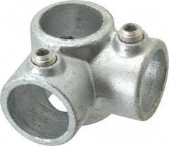 PRO-SAFE - 1" Pipe, Two Socket Tee, Malleable Iron Tee Pipe Rail Fitting - Galvanized Finish - USA Tool & Supply