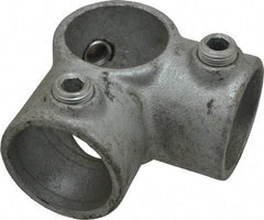 PRO-SAFE - 1-1/4" Pipe, Two Socket Tee, Malleable Iron Tee Pipe Rail Fitting - Galvanized Finish - USA Tool & Supply