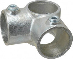 PRO-SAFE - 1-1/2" Pipe, Two Socket Tee, Malleable Iron Tee Pipe Rail Fitting - Galvanized Finish - USA Tool & Supply