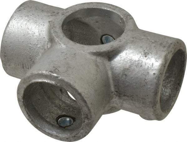 PRO-SAFE - 1-1/4" Pipe, Side Outlet Tee, Malleable Iron Tee Pipe Rail Fitting - Galvanized Finish - USA Tool & Supply