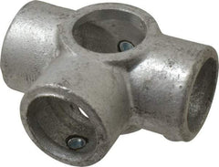 PRO-SAFE - 1-1/4" Pipe, Side Outlet Tee, Malleable Iron Tee Pipe Rail Fitting - Galvanized Finish - USA Tool & Supply