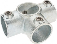 PRO-SAFE - 1-1/2" Pipe, Side Outlet Tee, Malleable Iron Tee Pipe Rail Fitting - Galvanized Finish - USA Tool & Supply