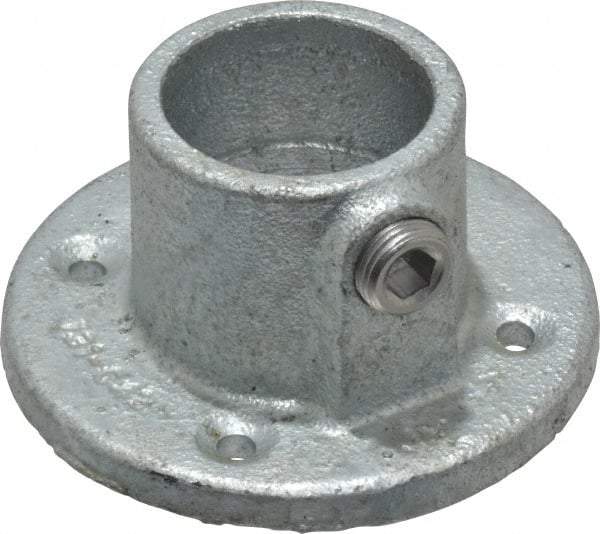 PRO-SAFE - 1-1/4" Pipe, Medium Flange, Malleable Iron Flange Pipe Rail Fitting - Galvanized Finish - USA Tool & Supply