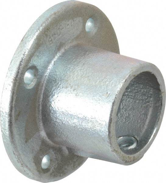 PRO-SAFE - 1-1/2" Pipe, Medium Flange, Malleable Iron Flange Pipe Rail Fitting - Galvanized Finish - USA Tool & Supply