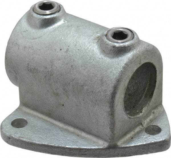 PRO-SAFE - 1-1/4" Pipe, Two Socket Tee, Wall Mount Flange, Malleable Iron Flange Pipe Rail Fitting - Galvanized Finish - USA Tool & Supply