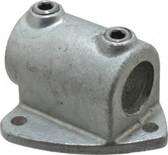 PRO-SAFE - 1-1/4" Pipe, Two Socket Tee, Wall Mount Flange, Malleable Iron Flange Pipe Rail Fitting - Galvanized Finish - USA Tool & Supply