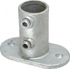 PRO-SAFE - 1-1/4" Pipe, Railing Flange, Malleable Iron Flange Pipe Rail Fitting - Galvanized Finish - USA Tool & Supply