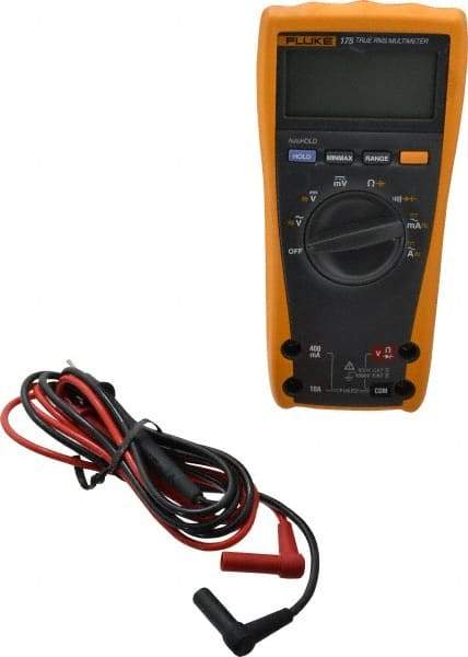 Fluke - 175 ESFP, CAT IV, CAT III, 1,000 VAC/VDC, Digital True RMS Auto Ranging Manual Ranging Multimeter - 50 mOhm, Measures Voltage, Capacitance, Current, Frequency, Resistance - USA Tool & Supply