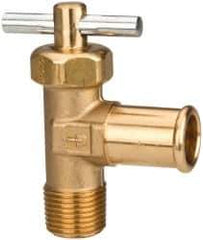 Parker - Hose I.D. x MNPTF with Pin Handle End Connection Brass Truck Valve - 2.47" OAL, 5/8 x 3/8" Pipe - USA Tool & Supply
