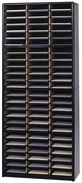 Safco - 32-1/4" Wide x 75" High x 13-1/2" Deep Steel Document Organizer - 72 Compartments, Black, 9-3/4" Wide x 2-1/2" High x 12-1/2" Deep Compartment - USA Tool & Supply