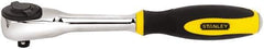 Stanley - 3/8" Drive Pear Head Ratchet - Chrome Finish, 9" OAL, 60 Gear Teeth, Rotator Head - USA Tool & Supply