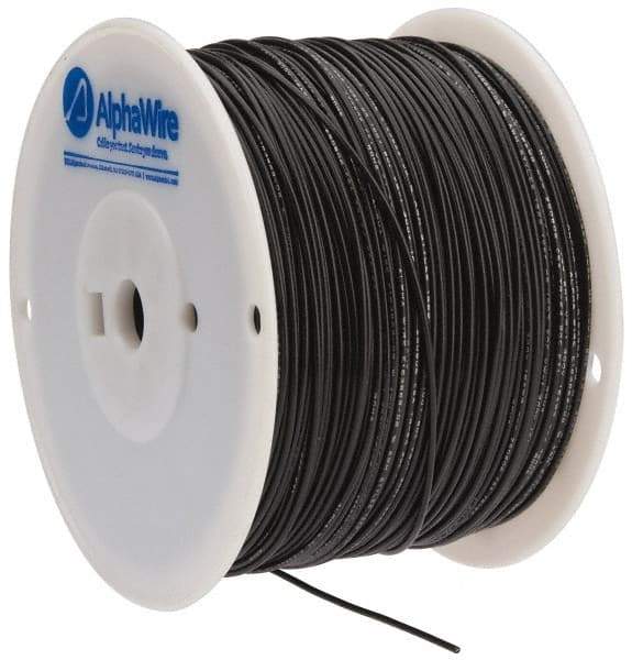 Alpha Wire - 16 AWG, 1 Strand, 305 m OAL, Tinned Copper Hook Up Wire - Black PVC Jacket, 0.083" Diam - USA Tool & Supply