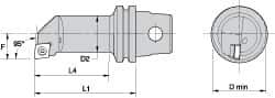 Kennametal - Right Hand Cut, 16mm Min Bore Diam, Size KM32 Steel Modular Boring Cutting Unit Head - 1.6535" Max Bore Depth, Through Coolant, Compatible with CP.. - USA Tool & Supply