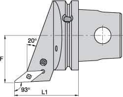 Kennametal - Left Hand Cut, Size KM63, VB.. Insert Compatiblity, Internal Modular Turning & Profiling Cutting Unit Head - 43mm Ctr to Cutting Edge, 60mm Head Length, Through Coolant, Series Screw-On - USA Tool & Supply