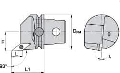 Kennametal - Right Hand Cut, Size KM63, VB.. Insert Compatiblity, External Modular Turning & Profiling Cutting Unit Head - 43mm Ctr to Cutting Edge, 60mm Head Length, Through Coolant, Series Screw-On - USA Tool & Supply