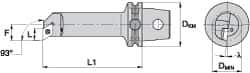 Kennametal - Right Hand Cut, Size KM63, DC.. Insert Compatiblity, Internal Modular Turning & Profiling Cutting Unit Head - 22mm Ctr to Cutting Edge, 140mm Head Length, Through Coolant, Series Screw-On - USA Tool & Supply