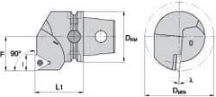 Kennametal - Right Hand Cut, Size KM63, TC.. Insert Compatiblity, Internal Modular Turning & Profiling Cutting Unit Head - 43mm Ctr to Cutting Edge, 60mm Head Length, Through Coolant, Series Screw-On - USA Tool & Supply