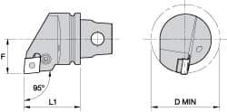 Kennametal - Right Hand Cut, Size KM32, CN.. Insert Compatiblity, External Modular Turning & Profiling Cutting Unit Head - 22mm Ctr to Cutting Edge, 35mm Head Length, Through Coolant, Series Kenlever - USA Tool & Supply