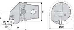 Kennametal - Left Hand Cut, Size KM63, CN.. Insert Compatiblity, Internal Modular Turning & Profiling Cutting Unit Head - 43mm Ctr to Cutting Edge, 60mm Head Length, Through Coolant, Series Kenlever - USA Tool & Supply