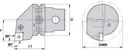 Kennametal - Left Hand Cut, Size KM63, CN.. Insert Compatiblity, Internal Modular Turning & Profiling Cutting Unit Head - 43mm Ctr to Cutting Edge, 60mm Head Length, Through Coolant, Series Kenlever - USA Tool & Supply