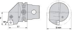 Kennametal - Left Hand Cut, Size KM63, CN.. Insert Compatiblity, Internal Modular Turning & Profiling Cutting Unit Head - 43mm Ctr to Cutting Edge, 60mm Head Length, Through Coolant, Series Kenlever - USA Tool & Supply