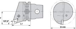Kennametal - Left Hand Cut, Size KM63, DN.. Insert Compatiblity, Internal Modular Turning & Profiling Cutting Unit Head - 43mm Ctr to Cutting Edge, 60mm Head Length, Through Coolant, Series Kenlever - USA Tool & Supply