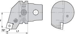 Kennametal - Right Hand Cut, Size KM63, SN.. Insert Compatiblity, External Modular Turning & Profiling Cutting Unit Head - 27mm Ctr to Cutting Edge, 60mm Head Length, Through Coolant, Series Kenlever - USA Tool & Supply