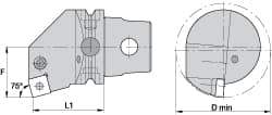 Kennametal - Left Hand Cut, Size KM63, SN.. Insert Compatiblity, Internal Modular Turning & Profiling Cutting Unit Head - 43mm Ctr to Cutting Edge, 60mm Head Length, Through Coolant, Series Kenlever - USA Tool & Supply